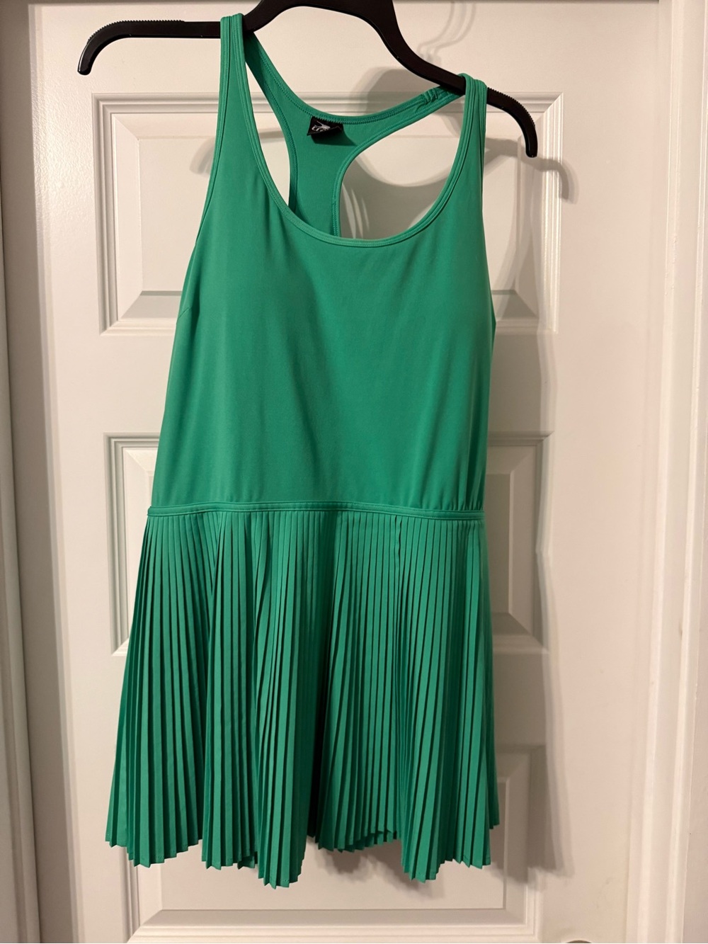 Green Pleated Racerback Dress - Women's
